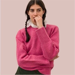 Alex Mill Greta Crew Neck Lambswool Sweater Pink Large EUC